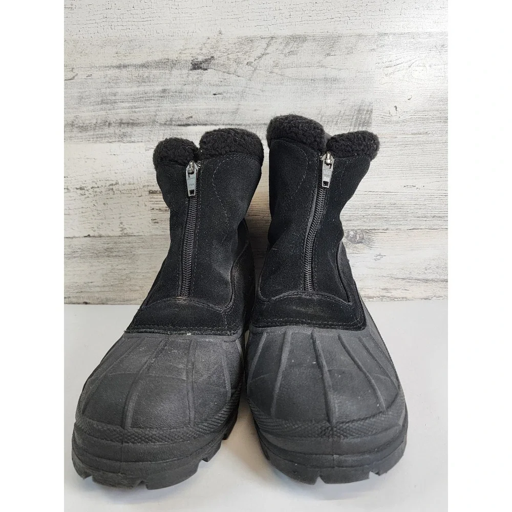 Sorel Crestwynd Winter Boots Women 9.5 Black Zip Front Faux Fur Trim Fair‎
